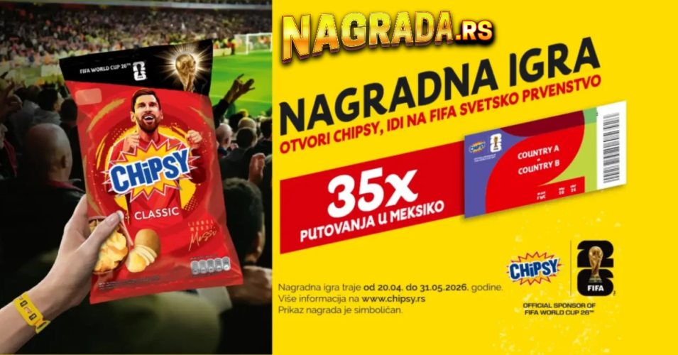 Chipsy nagradna igra 2026- Otvori Chipsy, idi na Fifa SP2026